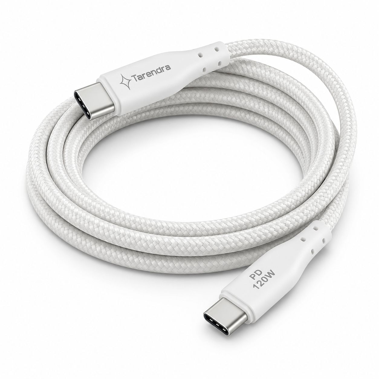 Tarendra Type C to Type C Fast Charging Cable 2 Meter 120W 10A PD Braided USB C Cable for Samsung, OnePlus, Realme, Redmi, Xiaomi, Vivo, Oppo, IQOO & All Type C Devices