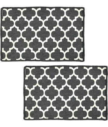 FURNISHING HUT - Anti-skid Polyester Door Mat ( 60 X 40 cm ) Set of 2 - Gray