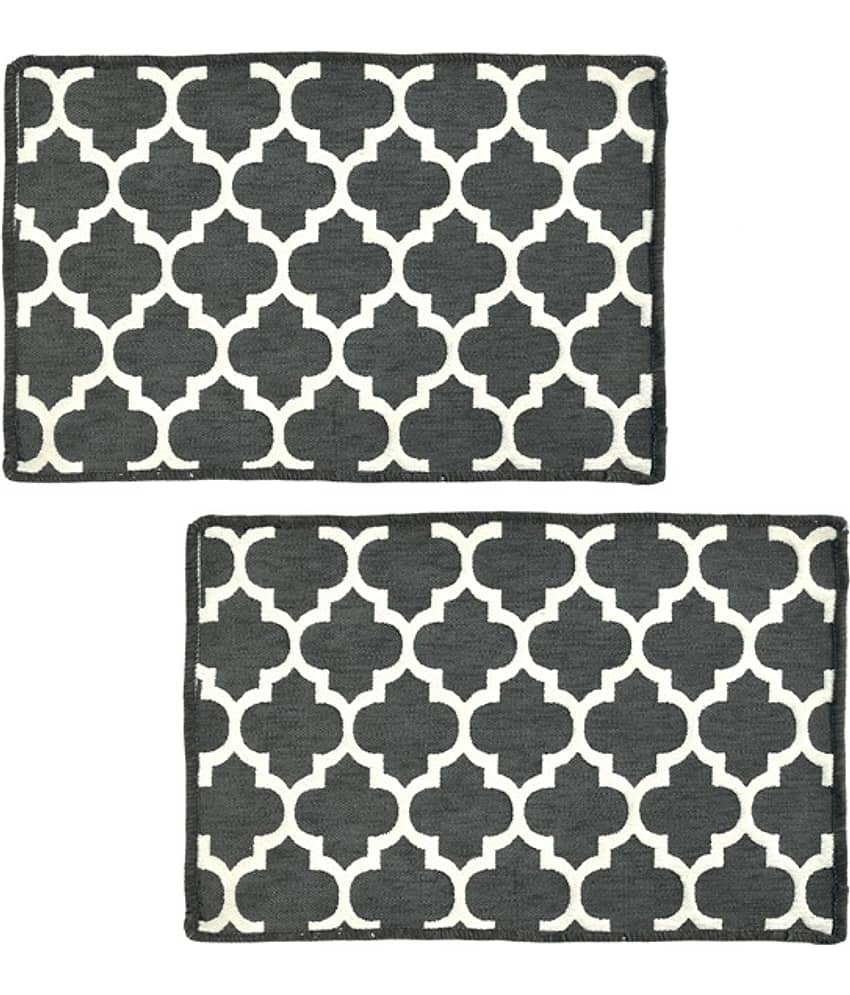 FURNISHING HUT - Anti-skid Polyester Door Mat ( 60 X 40 cm ) Set of 2 - Gray