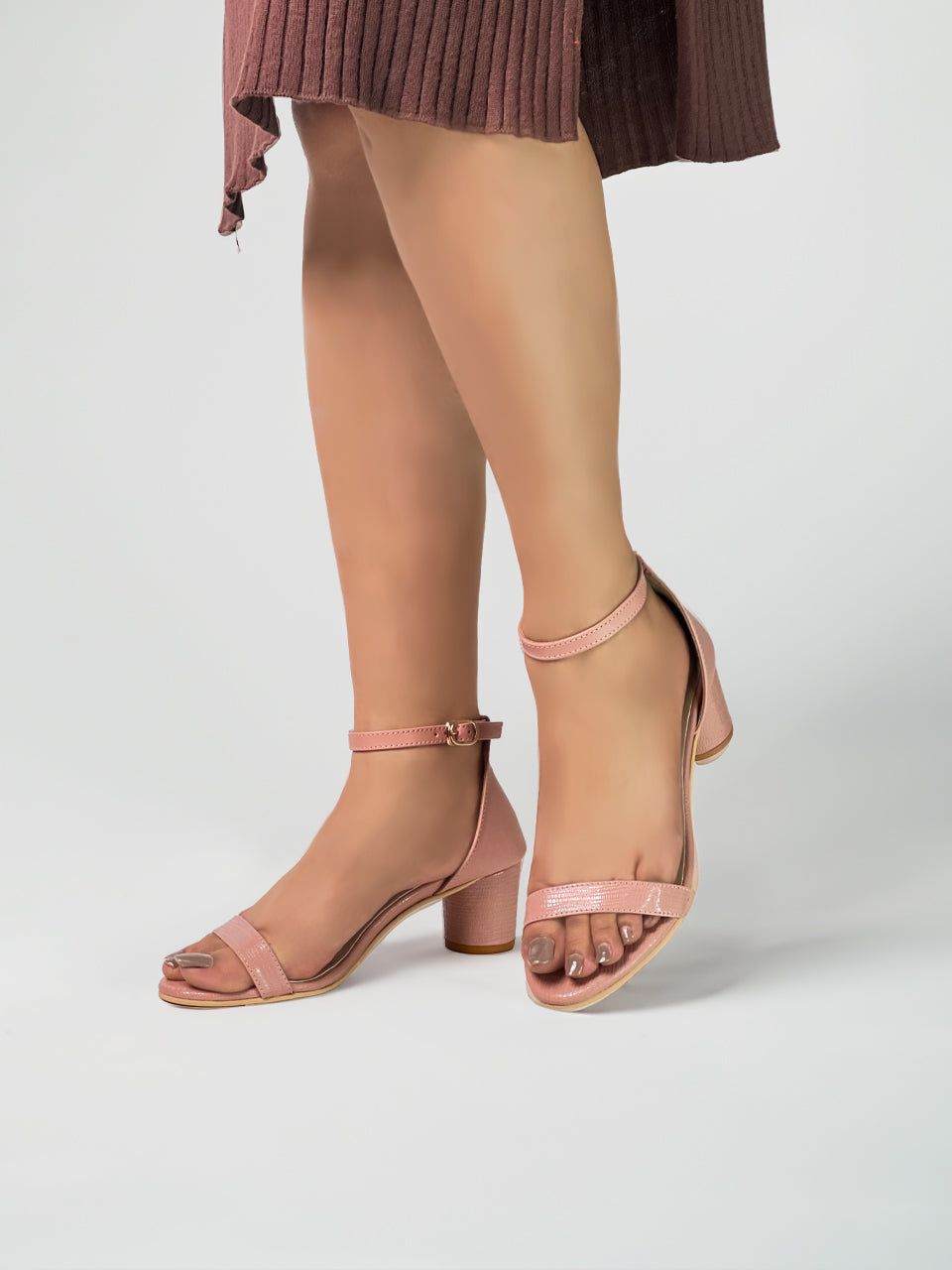 Ellery Peach Block Heels-Peach / 35