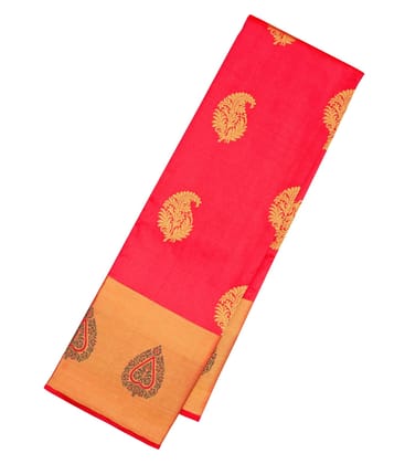 Peach Silk Saree With Mango Buttas & Meena Border-EC2474-Peach