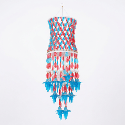 Handmade Acrylic Bead Jhummar Hanging Decor - Pink and Blue (Approx. 60cm)