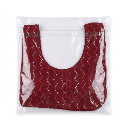 Women's Maroon Sequined Sleeveless Blouse
