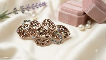Vintage Rose Gold Crystal Floral Hair Clip