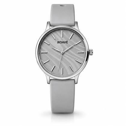 ROAVÉ Quartz Round Silicone Band Casual Analog Watch For Women With Buckle Clasp - Grey
