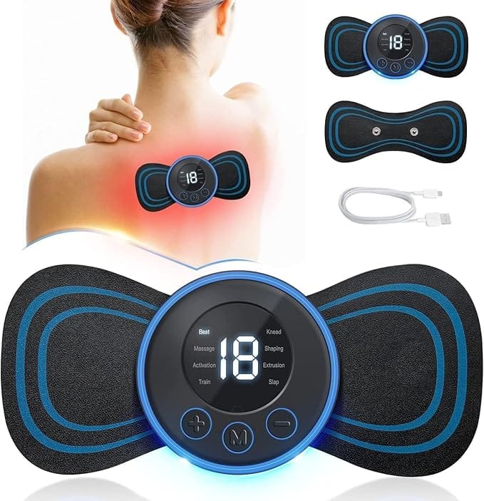 Smart Wireless Electric Neck Massager with LCD Display, 8 Massage Modes, 19 Intensity Levels, USB Rechargeable Pain Relief Therapy Device