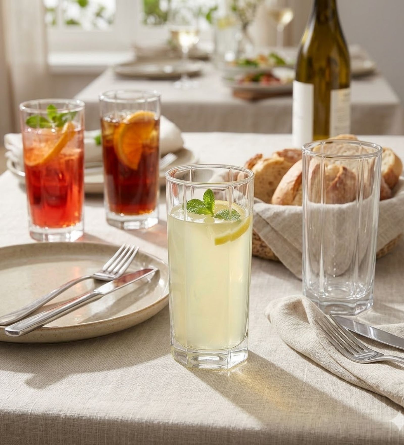 Ocean Pyramid Glass Set 380ml Set of 6 | Premium Transparent Drinking Glasses for Water, Juice, Soft Drinks, Cocktails & Mocktails | Durable Crystal Clear Glass Tumblers for Home, Kitchen & Dining
