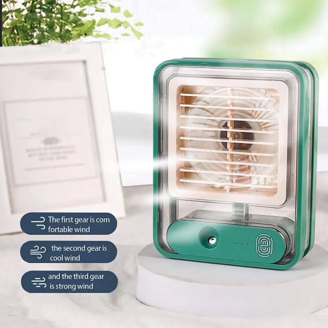 Portable Rechargeable Mist Cooling Fan with Water Spray | USB Personal Air Cooler