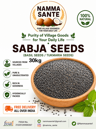 Sabja Seeds, Basil Seeds, Tukmaria Seeds, Falooda Seeds, Sweet Basil Seeds 30kg