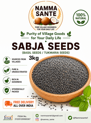 Sabja Seeds, Basil Seeds, Tukmaria Seeds, Falooda Seeds, Sweet Basil Seeds 3kg