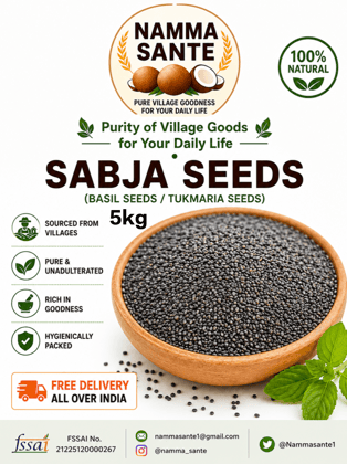 Sabja Seeds, Basil Seeds, Tukmaria Seeds, Falooda Seeds, Sweet Basil Seeds 5kg