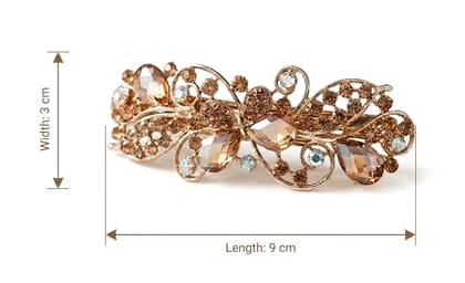 Elegant Crystal Floral Hair Barrette Clip – Rose Gold Tone