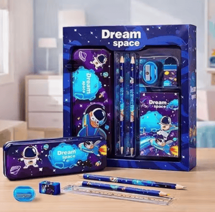 Stationery Kit Set for School Kids – Pencil, Pen, Book, Eraser & Sharpener