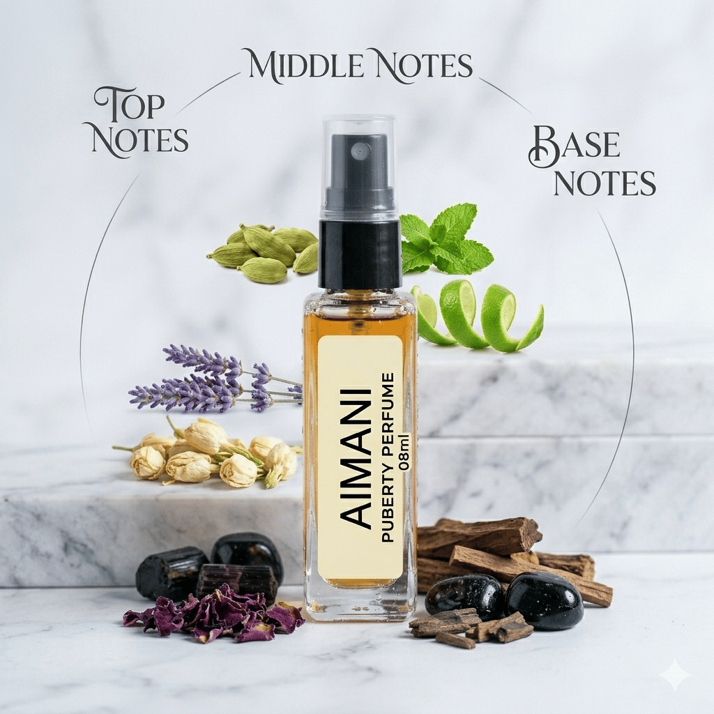 Aimani Puberty Premium Perfume for Men Women | 24 Hours Long Lasting Non Alcoholic Perfume | Sweet Fruity Floral Musk Scent | Luxury Arabic Fragrance for Daily Use | 08ml