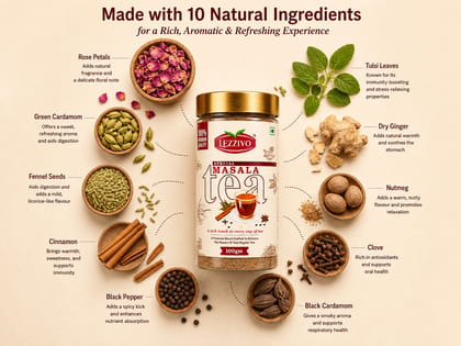 LEZZIVO Special Tea Masala - 100g | Chai Masala | Antioxidant-Rich Immunity Booster | Tea Masala Jar