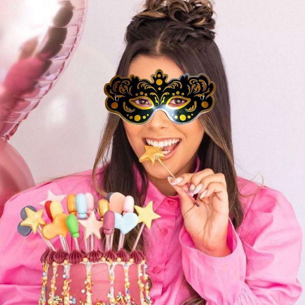 Mehendi Sangeet Stage Perofrmance Black Mask For Dancers - 4Pc