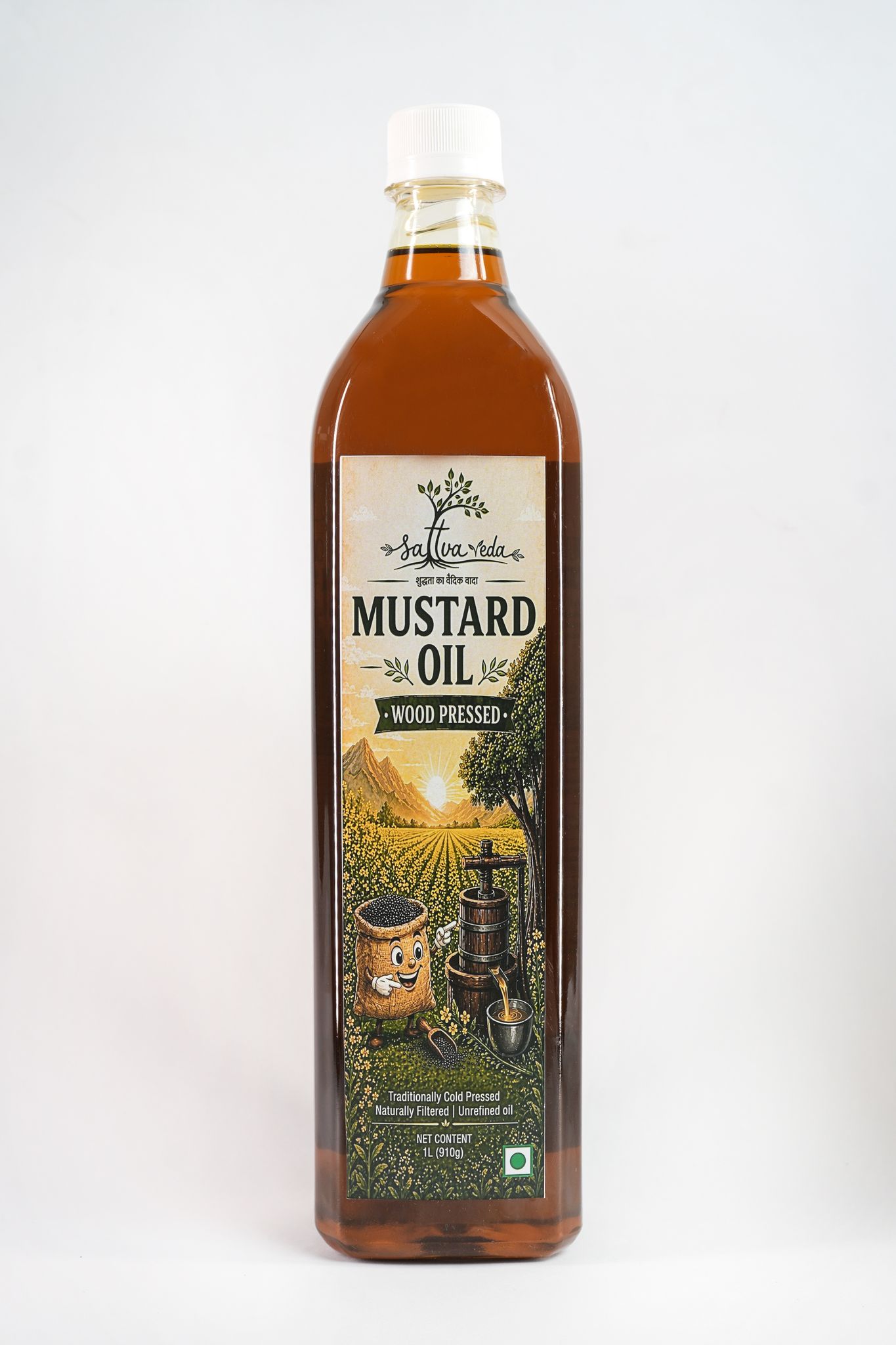 Sattva Veda Farms Black Mustard Oil | A1 Grade Mustard Seeds & 0 Trans Fat | Rich Aroma | Naturally Cholesterol Free & Goodness of Omega 3