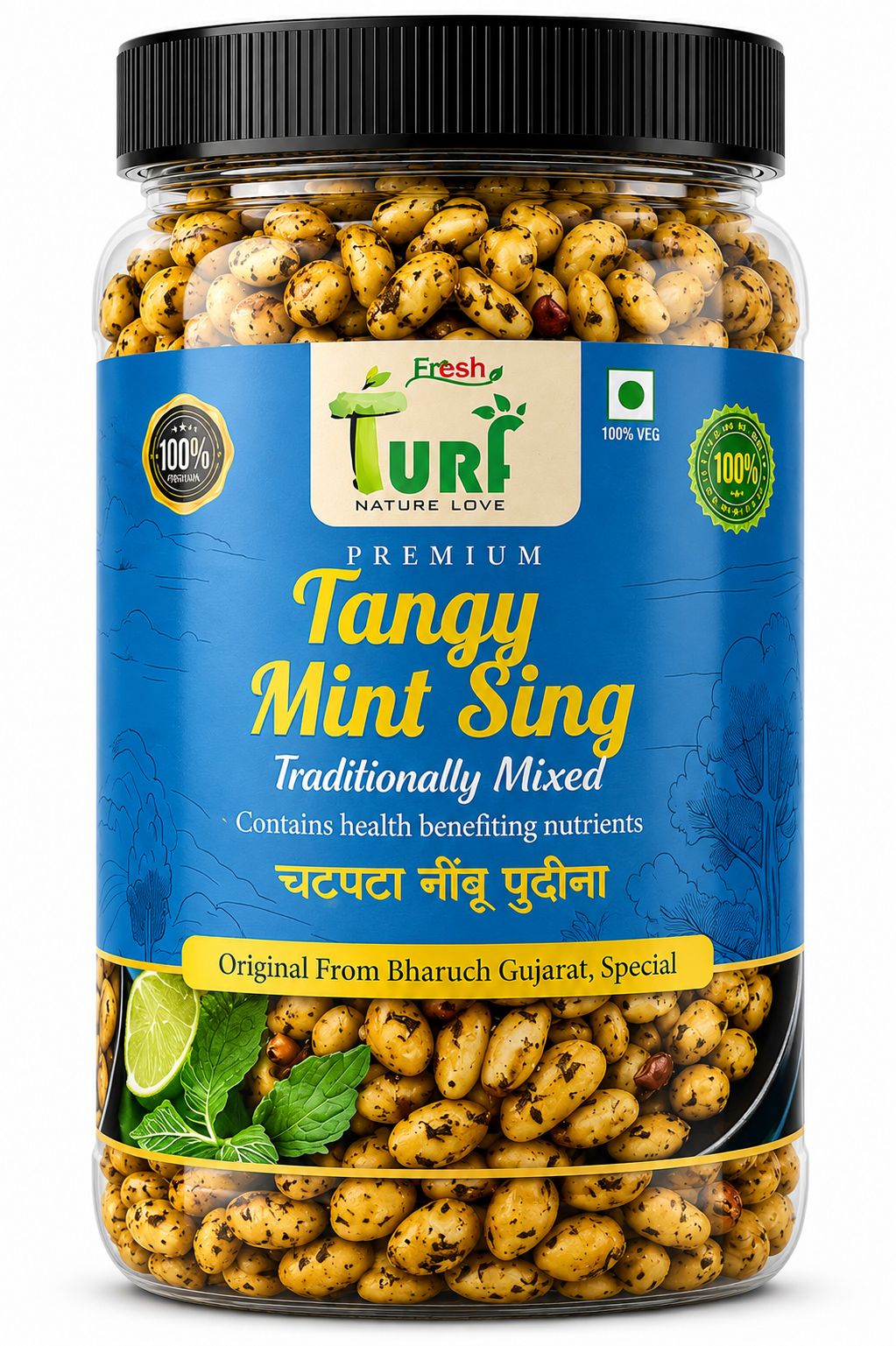 TURF FRESH Tangy Mint Sing Dana | Chatpata Nimbu Pudina Peanuts | Crunchy Snack