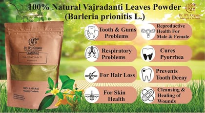 Dr. JPG Organic herbals  Vajradanti tooth Powder For tooth and gums -200g / ISO & GMP Certified.