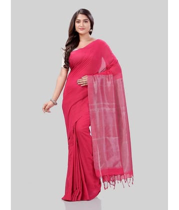 Desh Bidesh Cotton Blend Colorblock Saree Without Blouse Piece ( Pink )