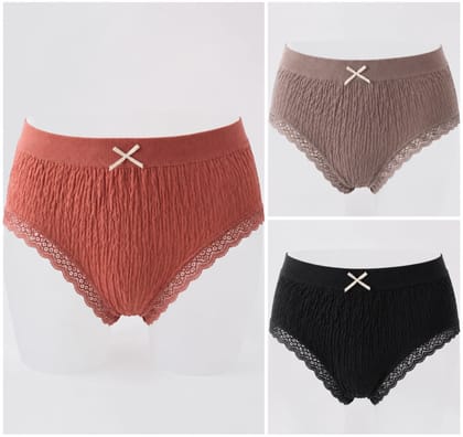 Pack of 3 Multicolour Cotton Mid Waist Panties for Women