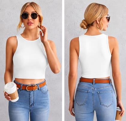 Women's Sleeveless Ribbed Crop Top Combo (Pack of 2)