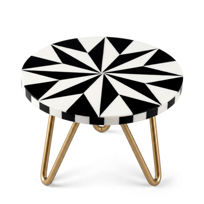 Bone Inlay Star Pattern Cake Stand with Metal Hairpin Legs