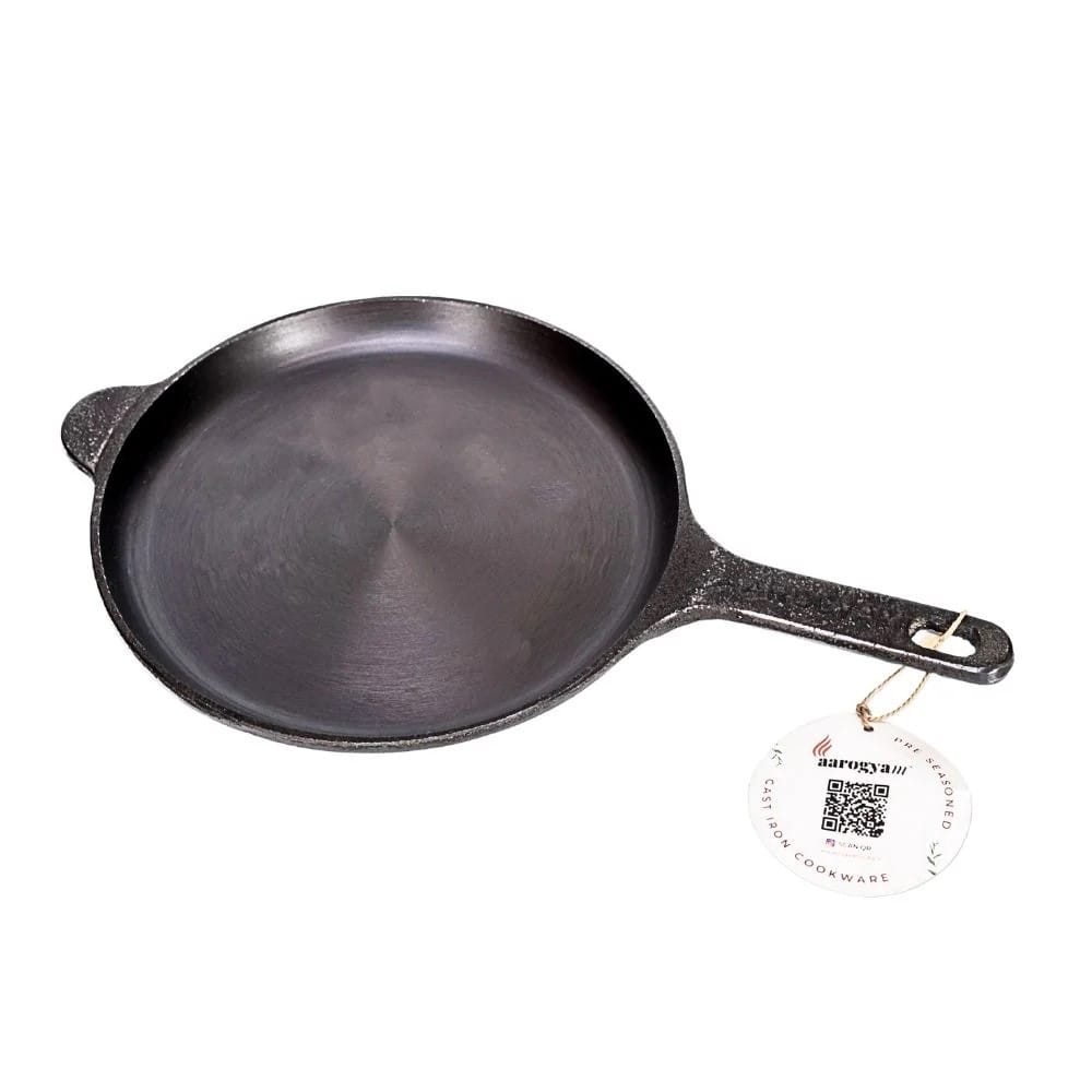 Aarogyam 10 Inch Induction Friendly Pre-seasoned Cast Iron Shallow Fry Pan, Naturally Nonstick, Induction Friendly