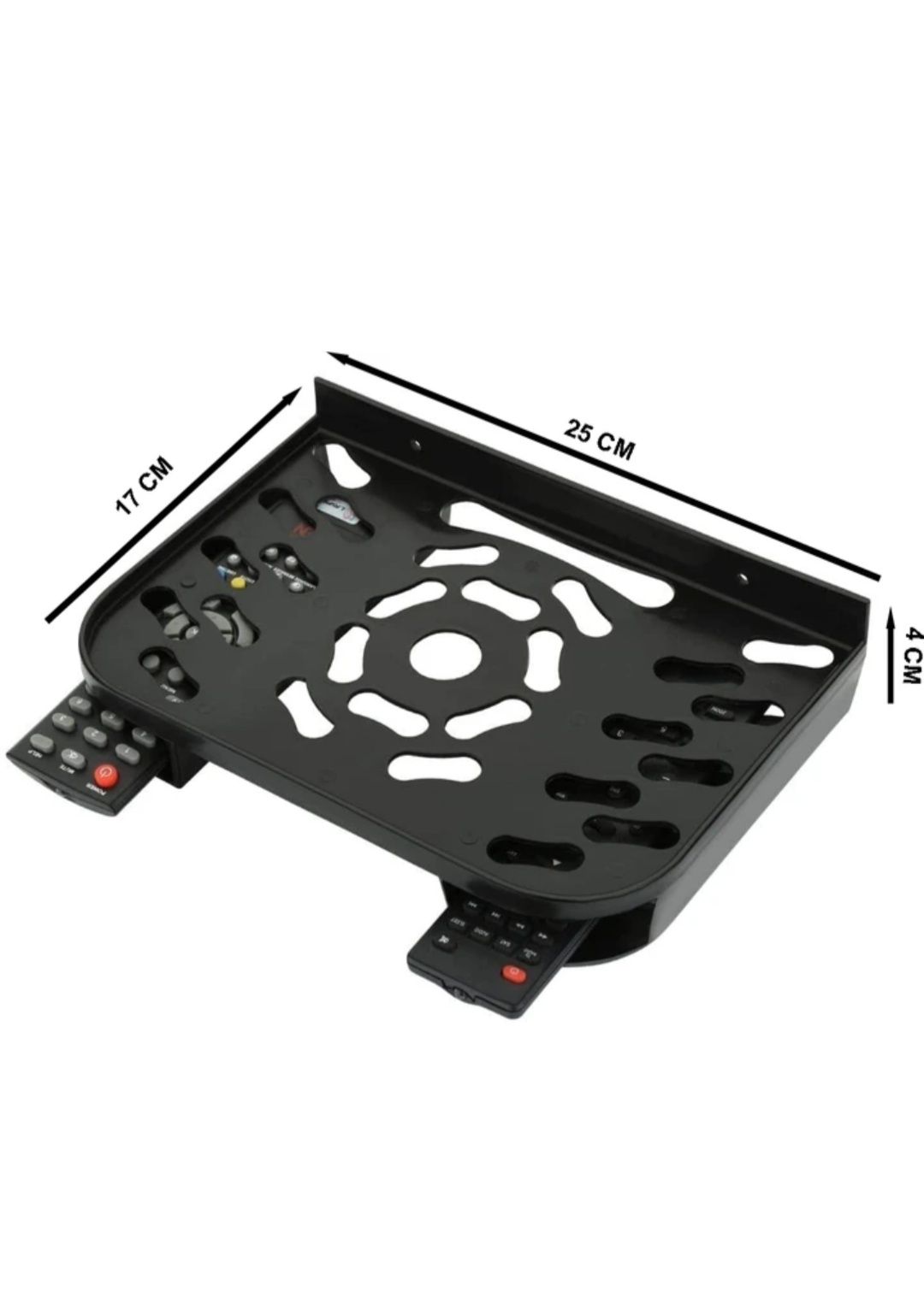 Set Top Box Stand with Double Remote Holder | Hard Plastic Wall Shelf for Living Room Wall Shelf, Black