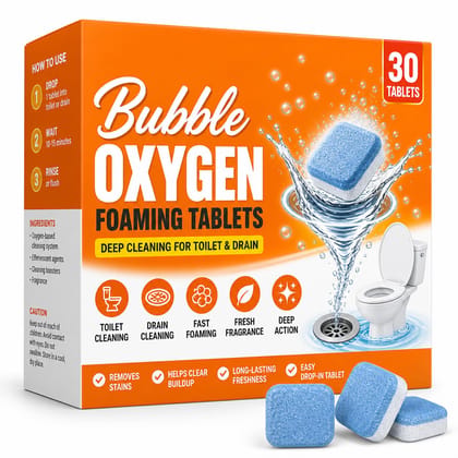 Bubble Oxygen Foaming Toilet and Drain Cleaning Tablets - 30 Count