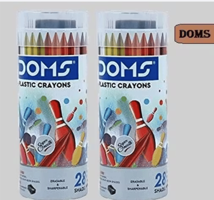 DOMS Plastic Crayons 28 Shades Round Tin Pack of 2 - Stationery | Buy online on ZillyBuy