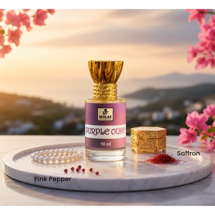 Elegantra Naturavives Purple Oudh Pure Attar (10ml) | Premium Long Lasting Arabic Oud Perfume Oil for Men & Women | Non-Alcoholic Traditional Arabic Ittar for Daily Wear & Gifting (Pack of 1)