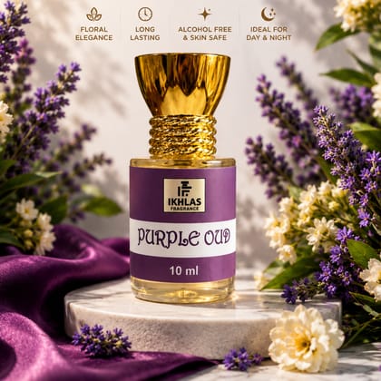 Elegantra Naturavives Purple Oudh Pure Attar (10ml) | Premium Long Lasting Arabic Oud Perfume Oil for Men & Women | Non-Alcoholic Traditional Arabic Ittar for Daily Wear & Gifting (Pack of 1)