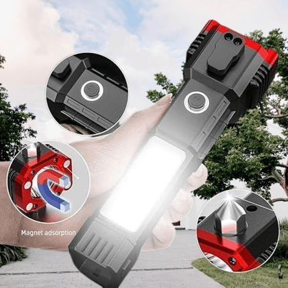 Ultra Bright Rechargeable Emergency Rescue Torch with Safety Hammer, Glass Breaker and Seat Belt Cutter