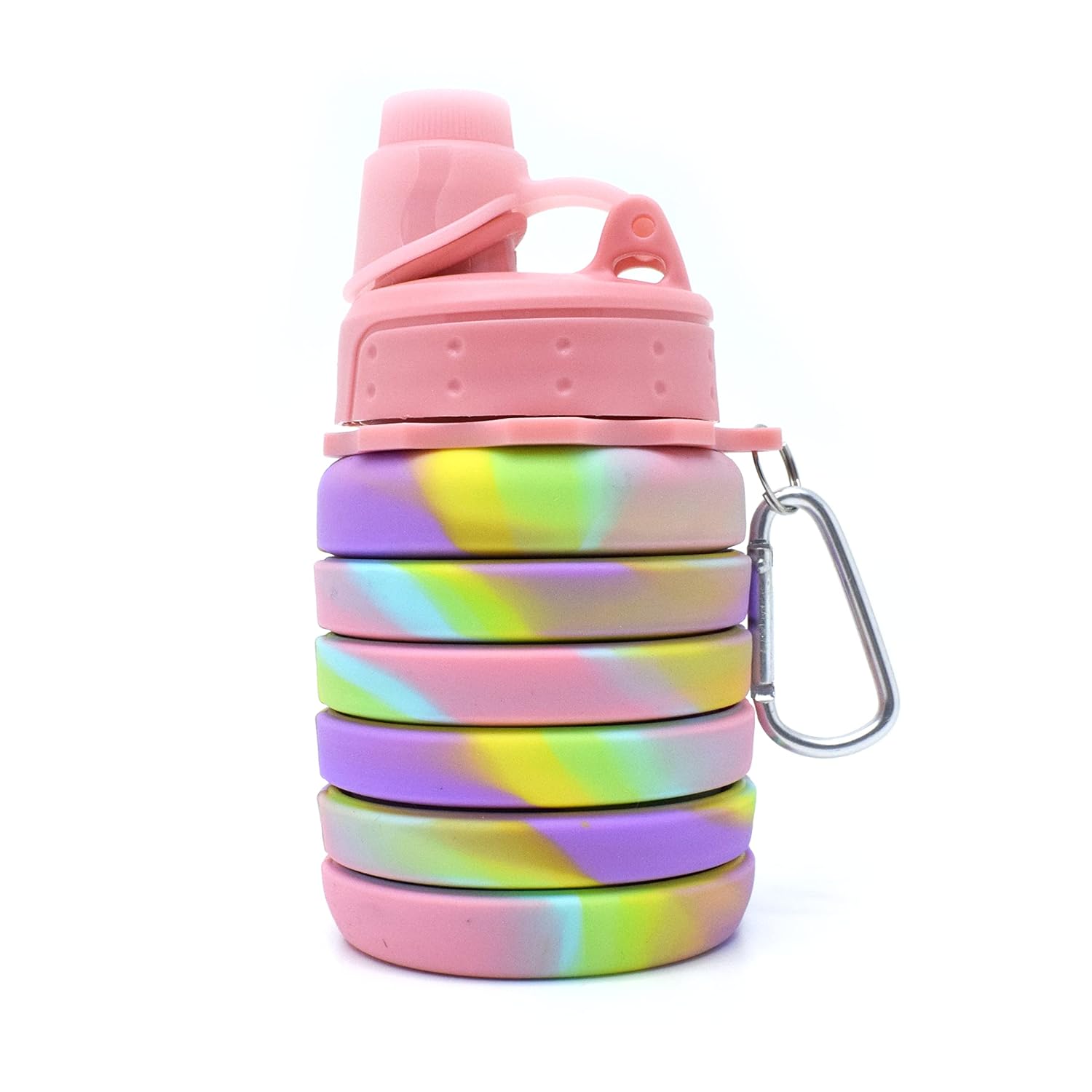 Flexible Collapsible Silicone Water Bottle with Carabiner - 500ml