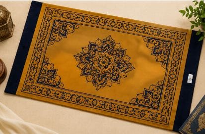 Ilyas & Mustafa Galadari Group Mustard and Navy Medallion Prayer Mat