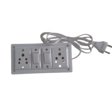  Extension Board 2 Switch 2  Socket Extension Boards With 2 Meter wire /Durable Board Wall Mounted Board with Wiring (White, 2 m)
