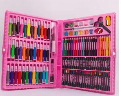 Deluxe 150-Piece Art Set & Drawing Kit – Crayons, Oil Pastels, Colored Pencils & Painting Supplies in Black Storage Box