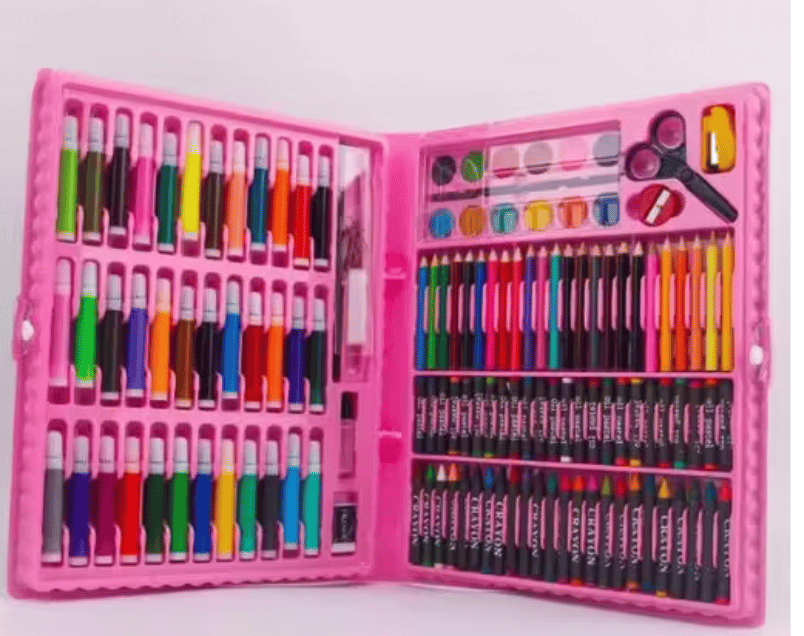 Deluxe 150-Piece Art Set & Drawing Kit – Crayons, Oil Pastels, Colored Pencils & Painting Supplies in Black Storage Box