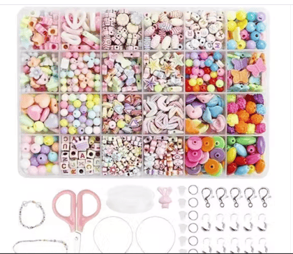Beads for Kids Crafts – DIY Jewelry Making Kit for Bracelets, Necklaces, Hairbands & Rings (Multicolor)
