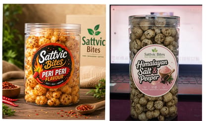 Sattvic Bites Combo Pack of 2 Roasted Makhana (Himalayan Salt & Pepper + Peri Peri) | Healthy Fox Nuts Snack | Crunchy & Roasted | 40g Eac+90gm (Pack of 2)