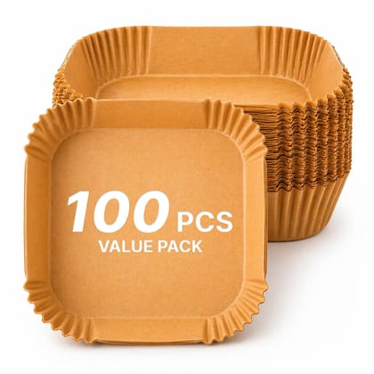100 PCS Air Fryer Paper Sheets, Disposable Paper Liner for Microwave, Oil-Proof Air Fryer Parchment Paper for Frying, Baking, Cooking, Roasting and Microwave (Square 8 INCH)