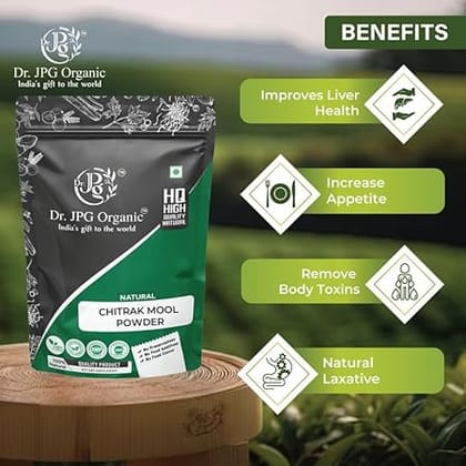 Dr. JPG Organic Herbals  Natural Chitrak Root Powder 200g / Plumbago Zeylanica/Chitrak Mool Powder (Pack Of 1)