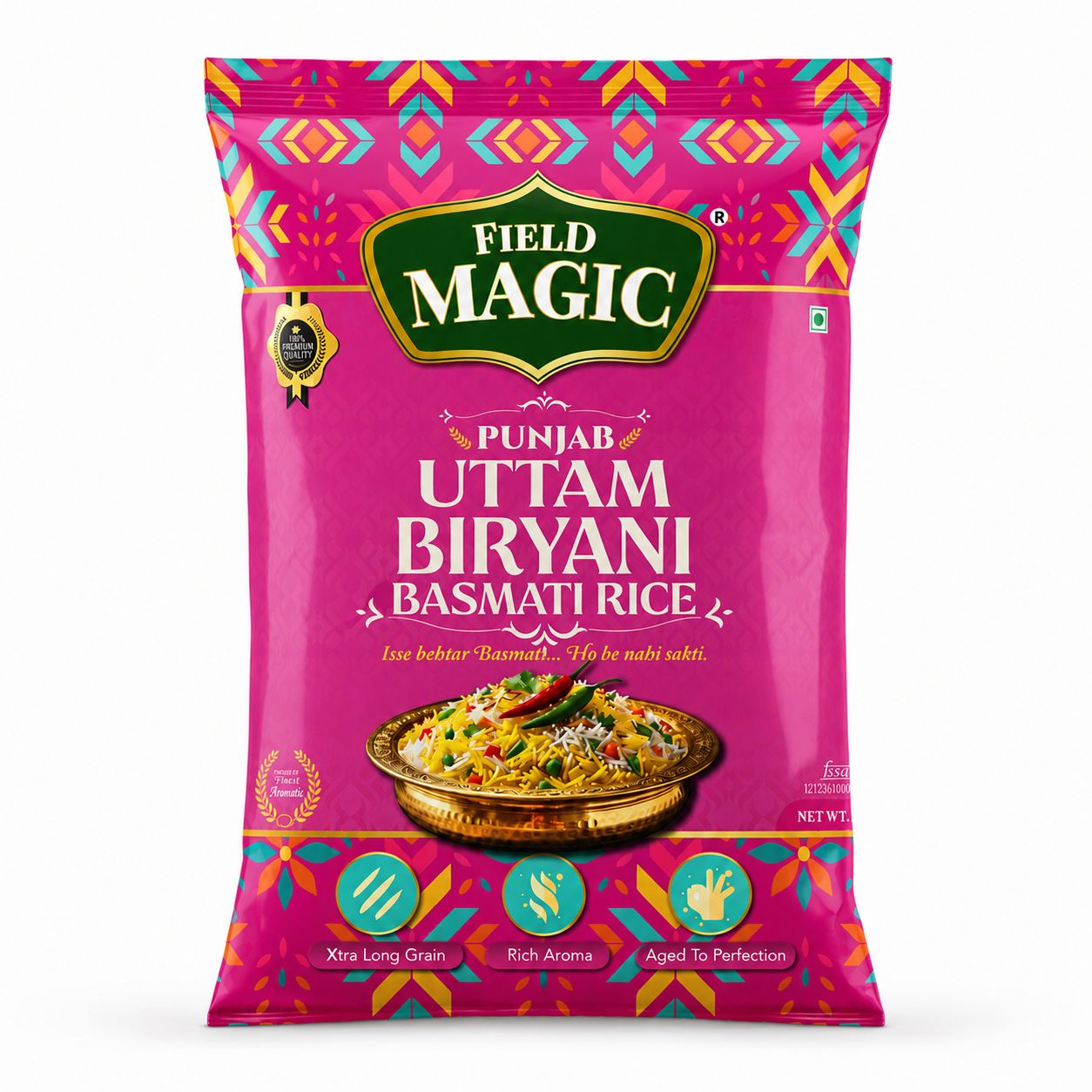 Field Magic Uttam Punjabi Basmati Rice | Punjab Extra Long Grain Premium Rice (Upto 24mm Cooked) | Aromatic Premium Punjab Basmati Rice| # Kg