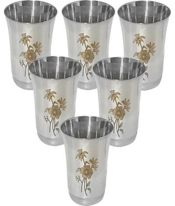 A & H ENTERPRISES - Daily Use Water Steel Glasses Set 300 ml ( Pack of 6 )