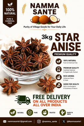 Star Anise, Biryani Flower, Chakra Phool, Anas Phool, Badian 3kg