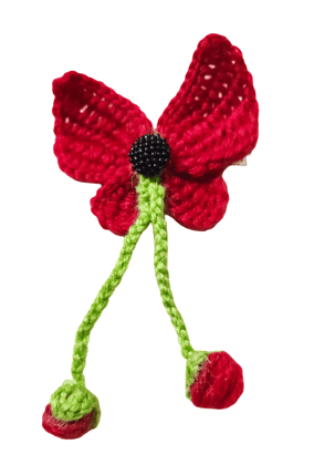 Handmade Crochet Butterfly Ornament with Hanging Buds