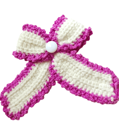 Handmade Crochet Ribbon Bow Applique