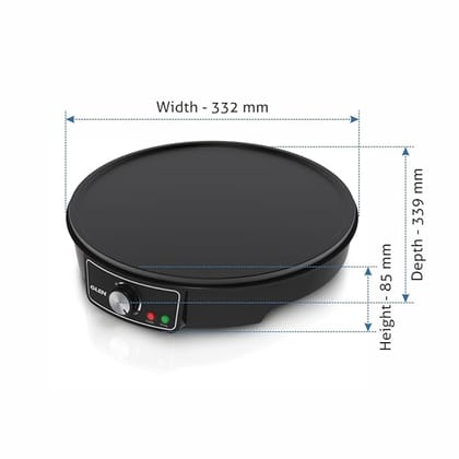 Glen Electric Tawa 1000W | 30cm Non-Stick Griddle | Adjustable Temperature Control | Ideal for Roti, Dosa, Pancake, Chilla, Uttapam, Omelette & more | Power Indicator | Black | 2 Year Warranty