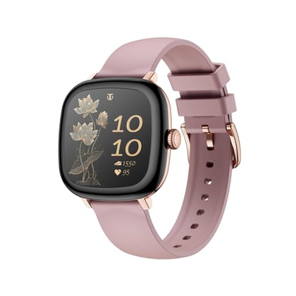 Titan Metal Case Square Display Smart Watch with Silicone Strap